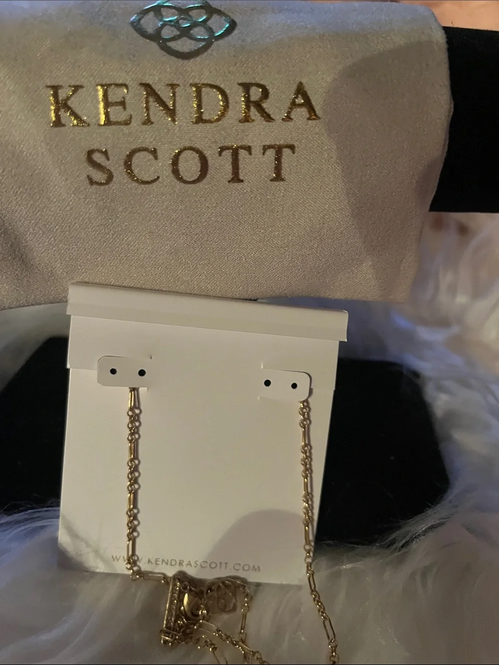Kendra Scott Gold Necklace with Coral Pink Pendant